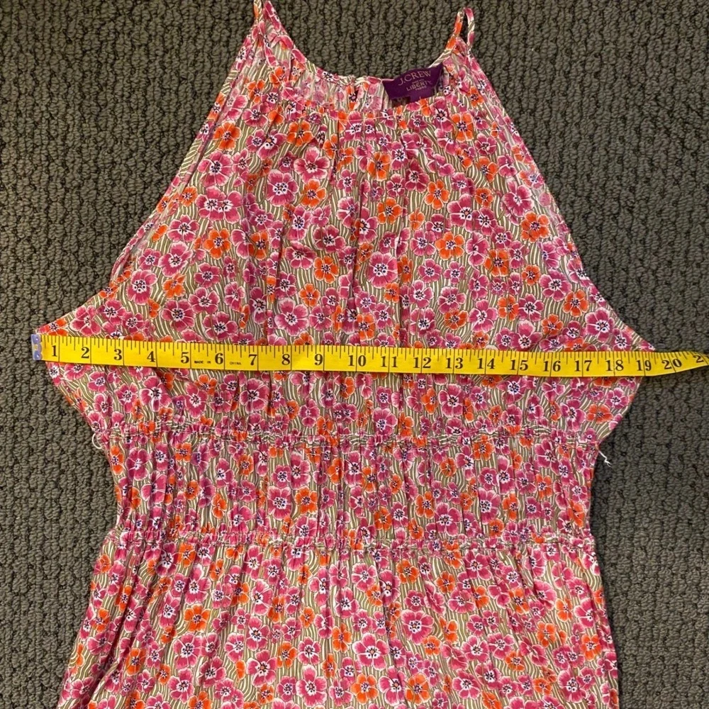J. CREW Pink Floral Tie-Waist Halter Midi Dress L Liberty Ellie Organic Cotton